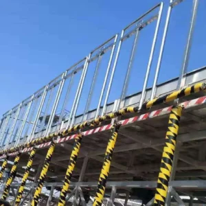 D# wing maintenance platform and guardrail system for A330, B767, and B777 aircraft, featuring adjustable safety railings.