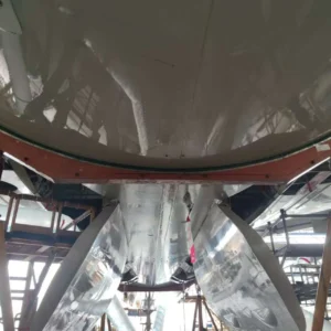 Airbus A300 FR47 fuselage shoring block tightly contouring the aircraft skin during a jacking maintenance operation, KiyeMech GSE.
