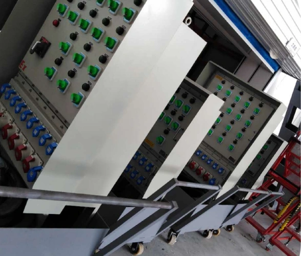 Mobile, aviation-grade explosion-proof power distribution box cart, specialized equipment for safe MRO hangar operations.