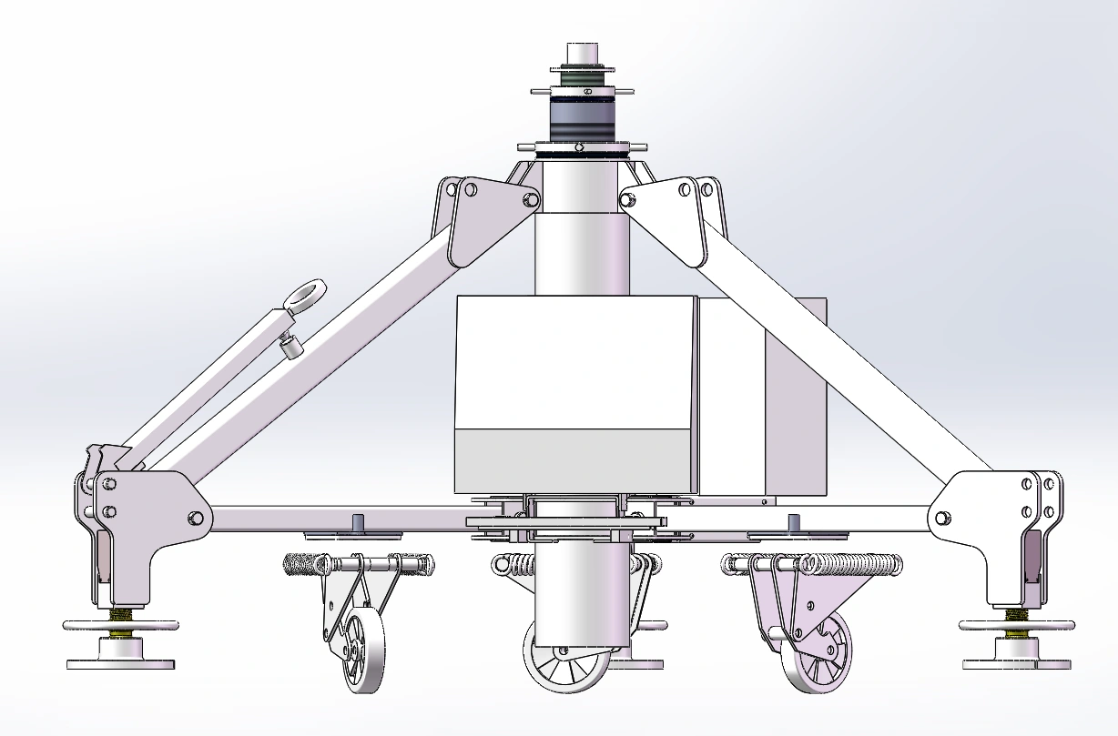 KiyeMech multi-point PLC controlled aircraft synchronous jacking system with integrated hydraulic power pack and control box, front view for aviation MRO.
