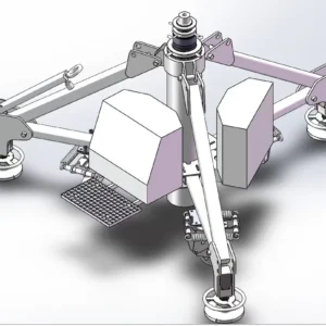 Isometric overview of the heavy-duty aircraft synchronous lifting system engineered by certified aviation GSE manufacturer KiyeMech for wide-body aircraft maintenance.