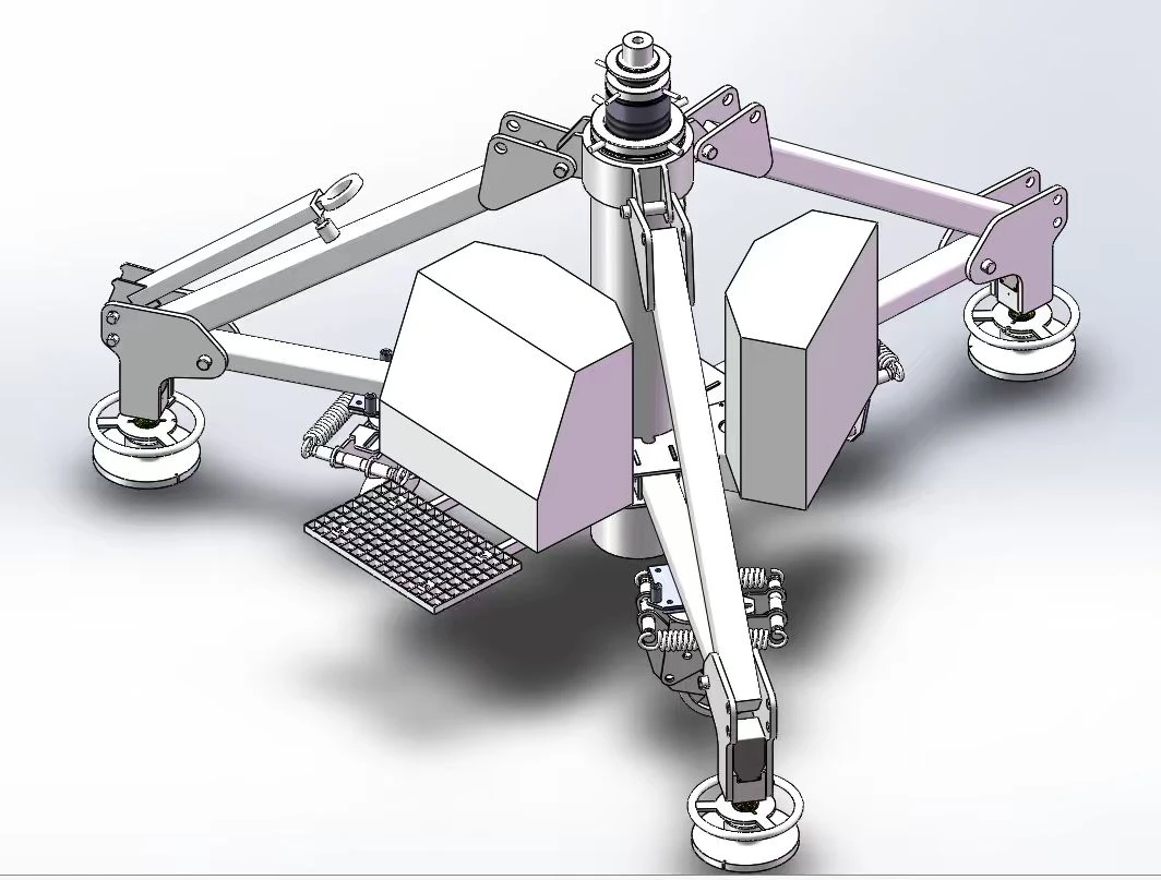 Isometric overview of the heavy-duty aircraft synchronous lifting system engineered by certified aviation GSE manufacturer KiyeMech for wide-body aircraft maintenance.